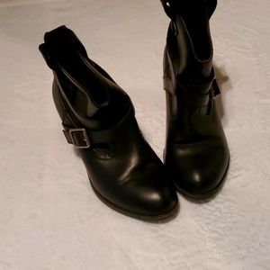 Womens Low Boots. Black With Side Buckle. Sz. 8.